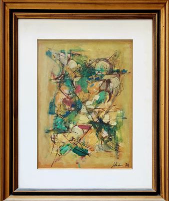 אמן לא מזוהה. מופשט,
אקוורקל על נייר,
48x35 ס"מ.
חתום ומתוארך.