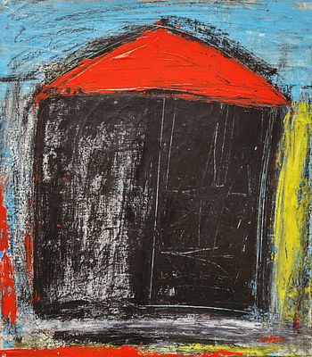 אהרון מסג (1942-2018) . בית בנוף,
שמן על בד,
40x35 ס"מ.
חתום.