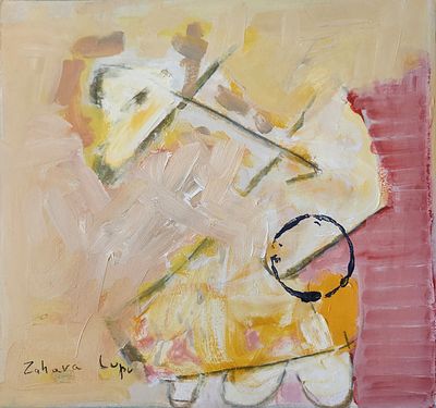 זהבה לופו. מופשט,
גואש על נייר,
24x26 ס"מ.
חתום.