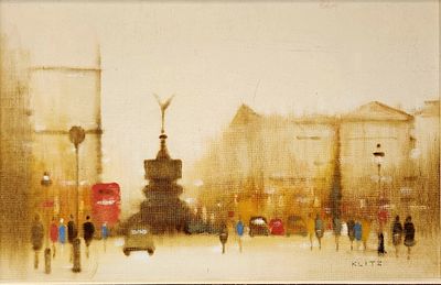 (ANTHONY KLITZ (1917 - 2000 . כיכר פיקדילי לונדון, 
שמן על בד, 
50x80 ס"מ. 
חתום.