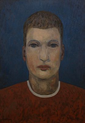 דורון עקיבא. דיוקן גבר, 
שמן על בד, 
50x30 ס"מ. 
חתום.