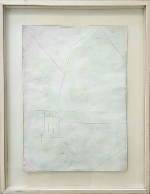 הנרי שלזניאק (1938-1980). ללא כותרת 1970, 
שמן ועיפרון על נייר, 
70x50 ס"מ. 
חתום ומתוארך.