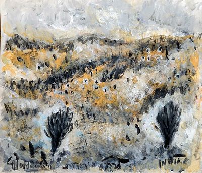 אלברט גולדמן (2011 - 1922) . נוף, 
גואש על נייר, 
21x25 ס"מ. 
חתום.