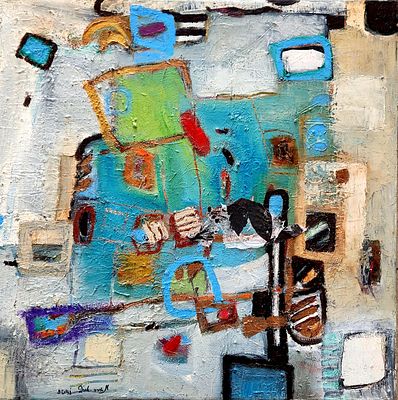 מאירה אוהד דורי. קומפוזיציה, 
אקריליק על בד, 
60x60 ס"מ. 
חתום.