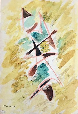 אליהו סיגרד (1901-1975). מופשט, 
אקוורל על נייר, 
25x17 ס"מ. 
חתום.