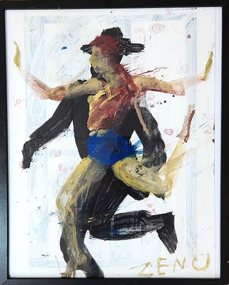 ז'אק ז'אנו (נ. 1950). רקדנים, 
שמן וגואש על נייר, 
49x37 ס"מ. 
חתום.