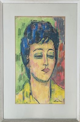 זיגמונד לנדאו (1962 - 1898)
. דיוקן נערה, 
אקוורל על נייר, 
50x29 ס"מ. 
69x45 ס"מ כולל המסגרת. 
חתום.