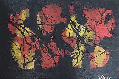 יעקב וכסלר (1912-1995). מופשט, 
שמן על לוח, 
30x45 ס"מ. 
45x60 ס"מ כולל המסגרת. 
חתום.