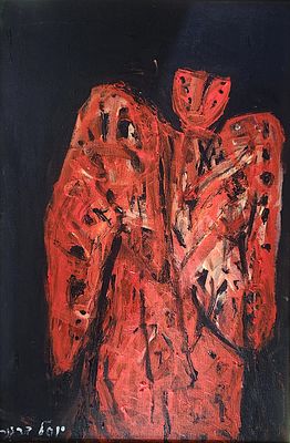 יוסל ברגנר (1920-2017) . "מלאך קרוע" 
שמן על בד, 
45x30 ס"מ. 
חתום. 
חתום ומתואר מאחור.