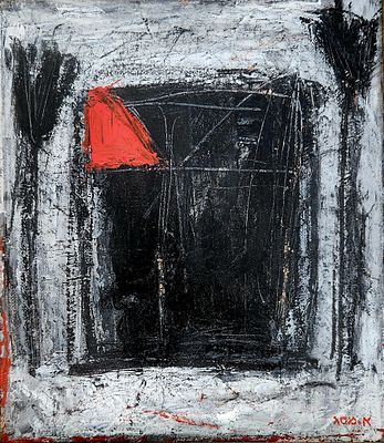 אהרון מסג (1942-2018). ללא כותרת, 
שמן על בד, 
22x20 ס"מ. 
39x36 ס"מ כולל המסגרת. 
חתום.