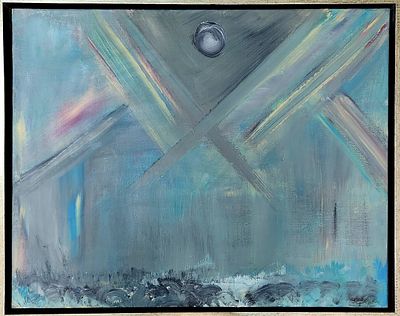 מיכאל ארגוב (1920-1982). קומפוזיציה, 
שמן על בד, 
70x85 ס"מ. 
חתום.