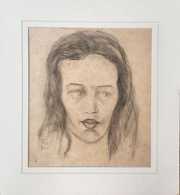 בתיה לישנסקי (1992 - 1899). דיוקן אישה 1930, 
עיפרון על נייר, 
35x30 ס"מ. 
חתום ומתוארך. 
כלת 
