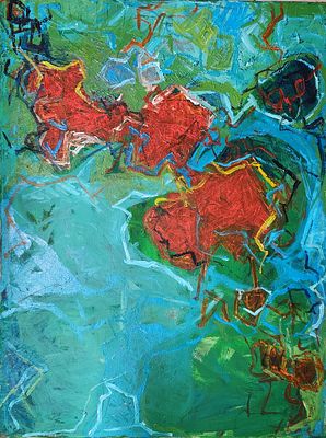 ג'ון בייל (1928-2015). נוף מופשט 2008, 
שמן על בד, 
80x60 ס"מ. 
חתום ומתוארך מאחור.