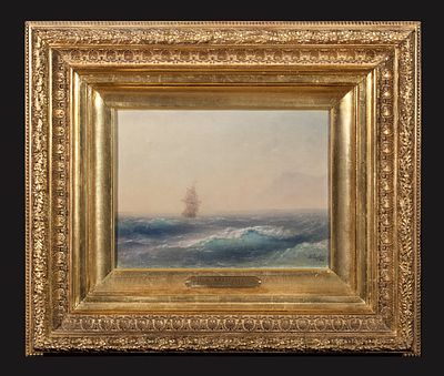 Айвазовский Иван Константинович &laquo;Парусник море&raquo; 
Холст, масло 
20,2 х 27,5 см 
1885 год
Справа 