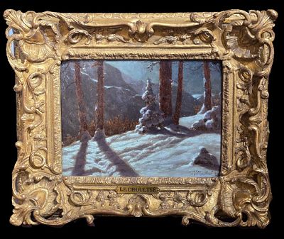 Шульце Иван Федорович &laquo;Ночью в горах&raquo; 
картон, масло 
27 х 32 см 
1920 