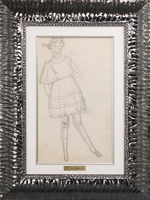 Григорьев Борис Дмитриевич &laquo;Светская женщина. Парижские типы&raquo; 
бумага, графитный карандаш 
42,6 
