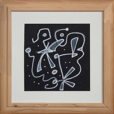 Gillo Dorfles, Senza titolo, 1998. Gillo Dorfles, SENZA TITOLO, 1998, Acrilico su carta nera 