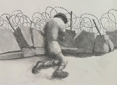 Terry Atkinson 
Private Slaid Leg 2014. Terry Atkinson, PRIVATE SLAID LEG, 2014, Matita su 