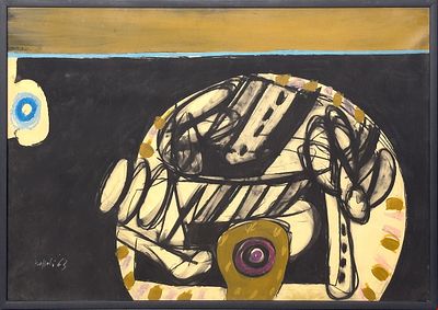 Concetto Pozzati, Senza titolo, 1963. Concetto Pozzati, SENZA TITOLO, 1963, Tecnica mista su 