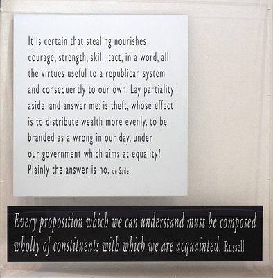 Joseph Kosuth, One+Nine, a Re-text #9, 2003. Joseph Kosuth, ONE+NINE, A RE-TEXT #9, 2003, Lastra 
