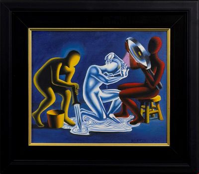 Mark Kostabi, Defiant Dissolution, 2023/24. Mark Kostabi, DEFIANT DISSOLUTION, 2023/24, Olio su 
