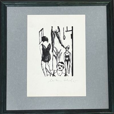 Christian Schad, ZIRKUSSZENE (150), 1925, Litografia su carta, 24,4x17,5 cm.Litografia su 