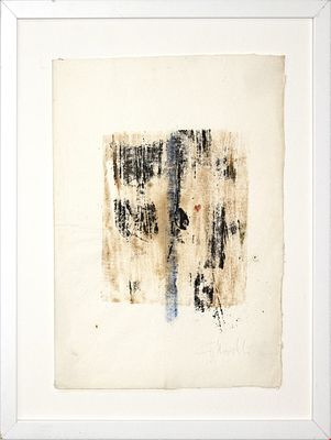 Gastone Novelli, Un Eden, 1957. Gastone Novelli, UN EDEN, 1957, Patello monotipo su carta 