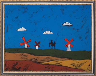 Tano Festa, Don Chisciotte, 1986. Tano Festa, DON CHISCIOTTE, 1986, Acrilico su tela, 95x125 
