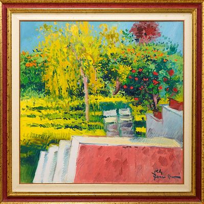 Athos Faccincani, Casa Scibilia, 1984. Athos Faccincani, CASA SCIBILIA, 1984, Olio su tela 