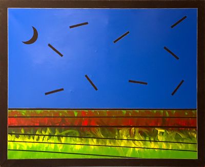 Franco Angeli, Paesaggio, met&agrave; anni Ottanta. Franco Angeli, PAESAGGIO, met&agrave; anni Ottanta, Smalto 