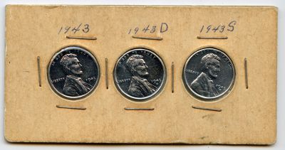 US Coins Collectors One Cent Lincoln 1943, 1943-D, 1943-S. This lot is coming from the estate of 