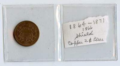 Scarce Antique US Coin Collectors Two Cents 1866. This lot is coming from the estate of a 