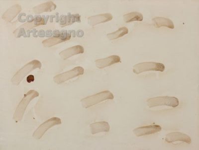 Pierpaolo Calzolari (1943) - salt, rose petals and mixed media on cardboard FramedPhoto 