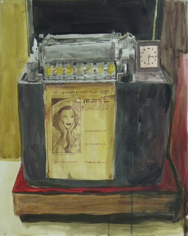 Tony Oursler (1957) - Watercolor and tempera on paper FramedCertificate of provenance by Artesegno 