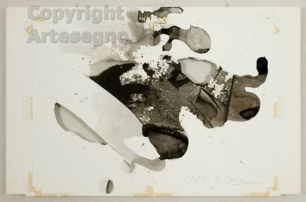 Shozo Shimamoto (1928-2013) - Ink and holes on paper FramedWork displayed and published in the 