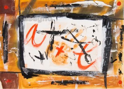 Antoni Tapies (1923-2012) - Paint and mixed media on card FramedPhoto certificate signed by the 