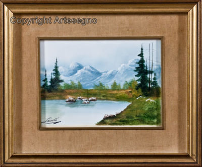 Wladimir Szab&ograve; (1905-1991) - Oil on cardboard 
cm 18x24 
Senza titolo Framed Signed bottom left