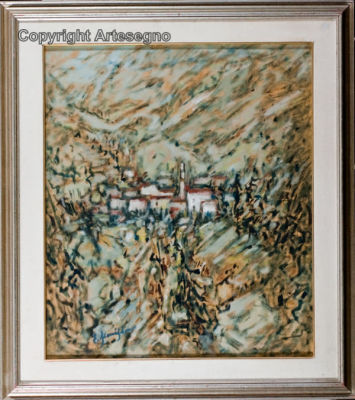 Elio Scarisi - Oil on wood panel 
cm 70x60 
Senza titolo Framed Signed bottom left