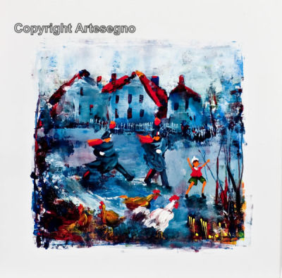 Marco Monaldi (1949) - Oil on cardboard 
cm 30x30 
Senza titolo Unframed Signed bottom right