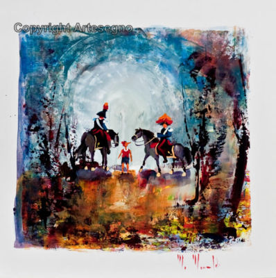 Marco Monaldi (1949) - Oil on cardboard 
cm 30x30 
Senza titolo Unframed Signed bottom right