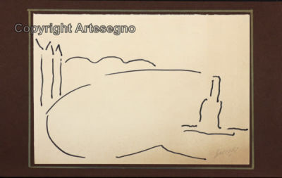 Virgilio Guidi (1891-1984) - Felt-tip pen on paper 
cm 18x26 
1968-1970 
Marina circolare Unframed 