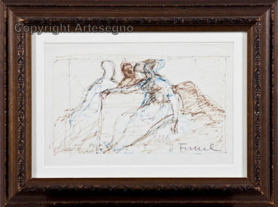 Salvatore Fiume (1915-1997) - Markers on paper 
cm 16x24 
Senza titolo Framed Signed bottom right