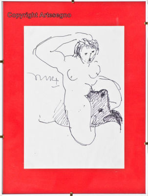 Salvatore Fiume (1915-1997) - Felt-tip pen on paper 
cm 29,7x21 
Senza titolo Unframed Signed 