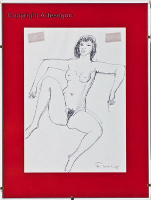 Salvatore Fiume (1915-1997) - Ball-point pen on paper 
cm 29,7x21 
Senza titolo Unframed Signed 