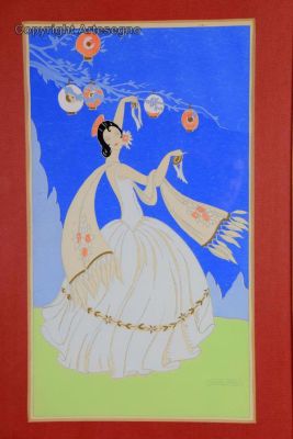 Bruno Gherri Moro (1899-1967) - Gouache on paper 
cm 47x27 
1920 
Donna con Lanterna Unframed 