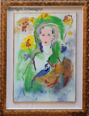 Ernesto Treccani (1920-2009) - Oil on canvas 
cm 70x50 
Volti Framed
