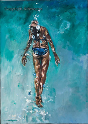 Max Hamlet Sauvage (1950) - Acrylic and enamel on canvas 
cm 70x50 
2019 
Emersione Unframed 