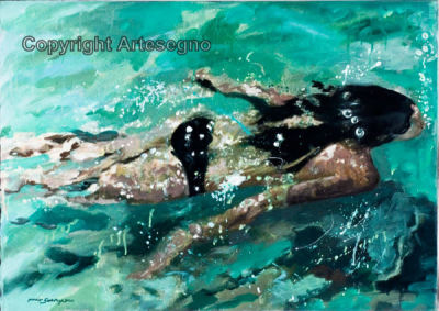 Max Hamlet Sauvage (1950) - Acrylic and enamel on canvas 
cm 50x70 
2018 
Immersione Unframed 