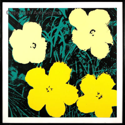 Andy Warhol after - Silkscreen on paper, open edition 
cm 90x90 
Flowers 11.72 Framed