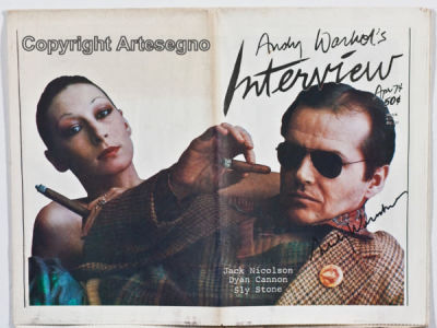 Andy Warhol (1928-1987) - Magazine 
cm 29x38 
1974 
Interview Unframed Hand signed by the artist 